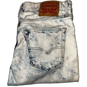Vintage Levi's 511 Men's Jeans Denim Blue White Acid Wash Slim‎ Stretch 36 x 32